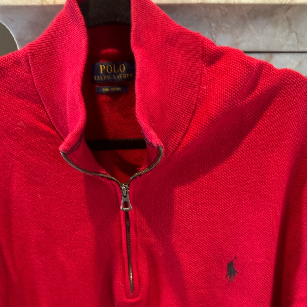 Polo by Ralph Lauren Men's Zip-Up Red Sweater